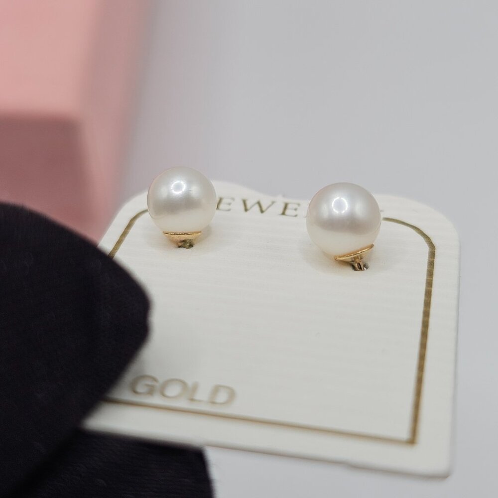 14KT GOLD SYNTHETIC PEARL SCREW BACK STUD EARRINGS 5MM - Picture 6 of 7